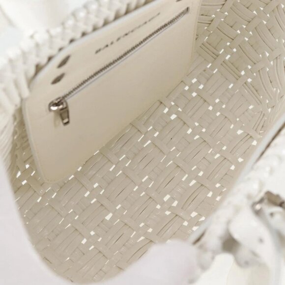 BALENCIAGA Bistro XS Hand Bag Enamel 2way White Silver - Picture 12 of 15